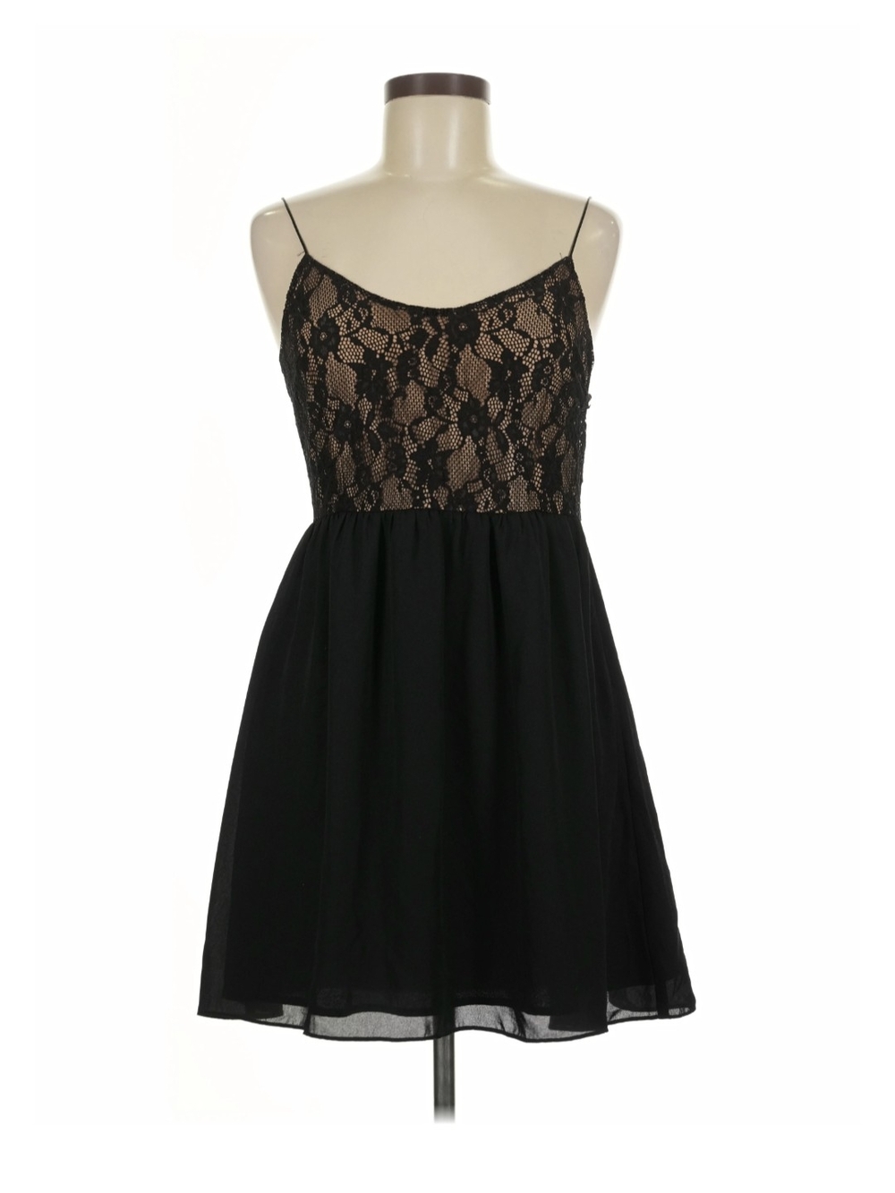 Forever 21 Black Lace Bodice Chiffon Mini Cocktail Dress Size L
